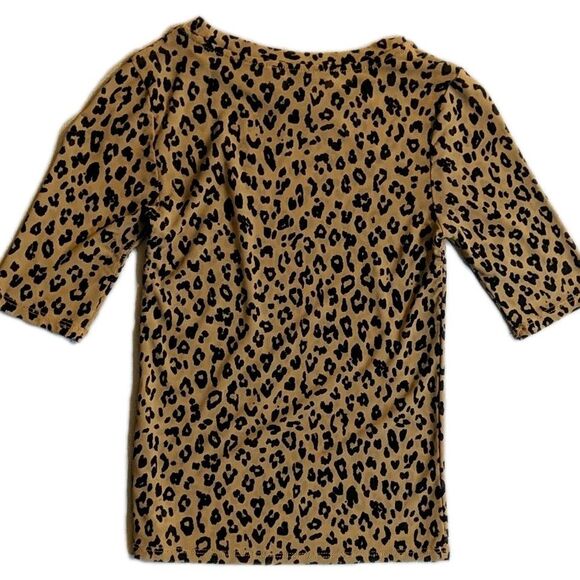 F21 Animal Print Top Women Small Sheer Cheetah Fitted Skin Tight Short Sleeve S - Picture 7 of 8